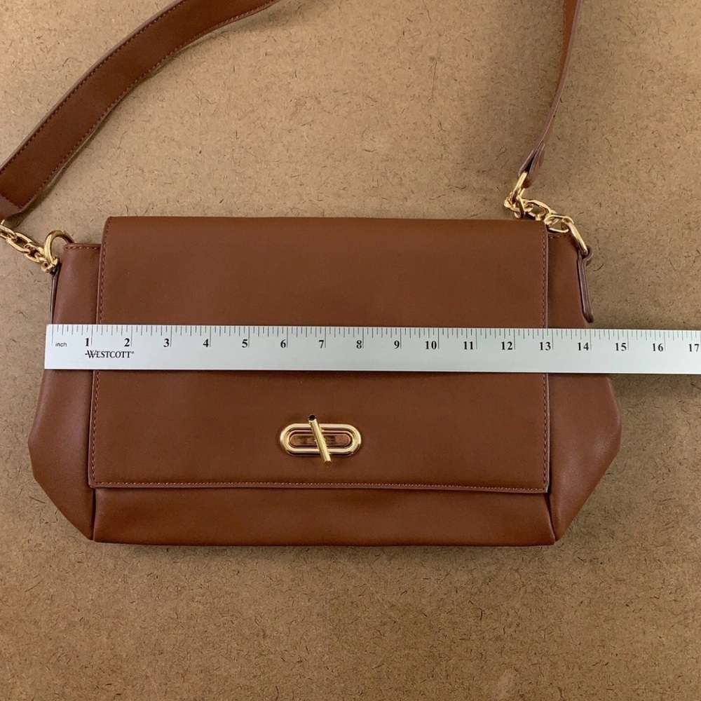 Brown and Gold Leather Crossbody Bag with Gold Hardware